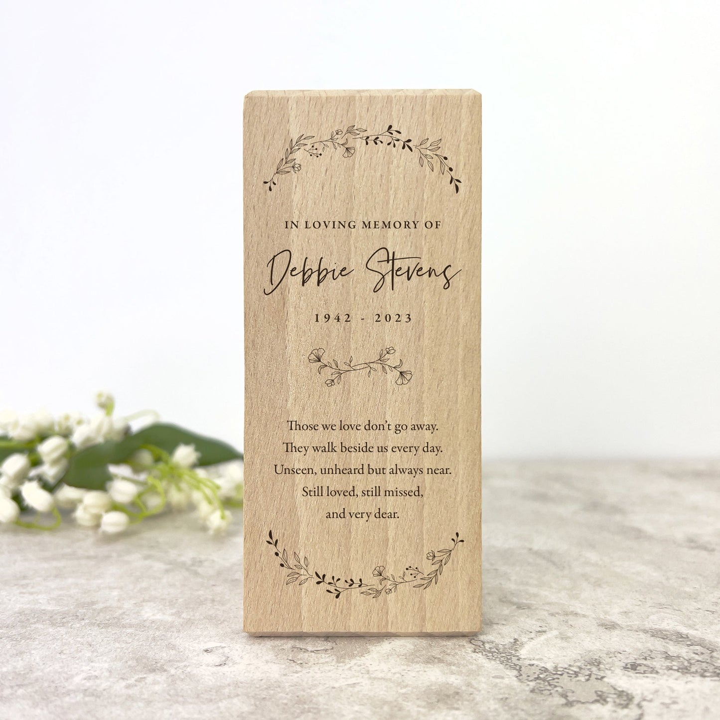 Personalised Solid Wooden Wreath Memorial Tea Light Holder