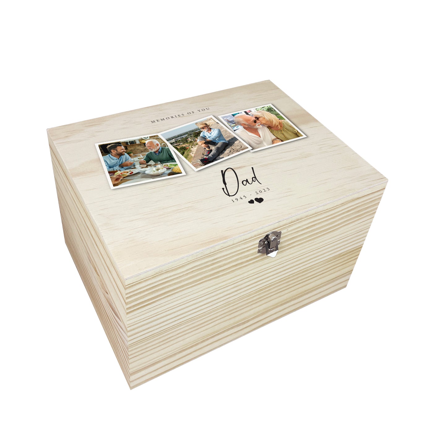 Personalised Pine Wooden Memorial Photo Keepsake Memory Box - 4 Sizes