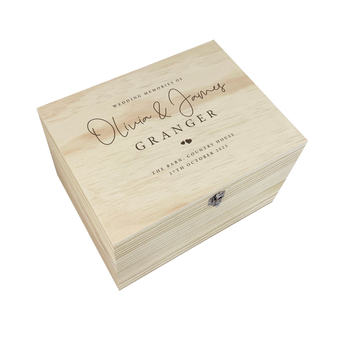 Personalised Wooden Wedding Keepsake Memory Box - 4 Sizes