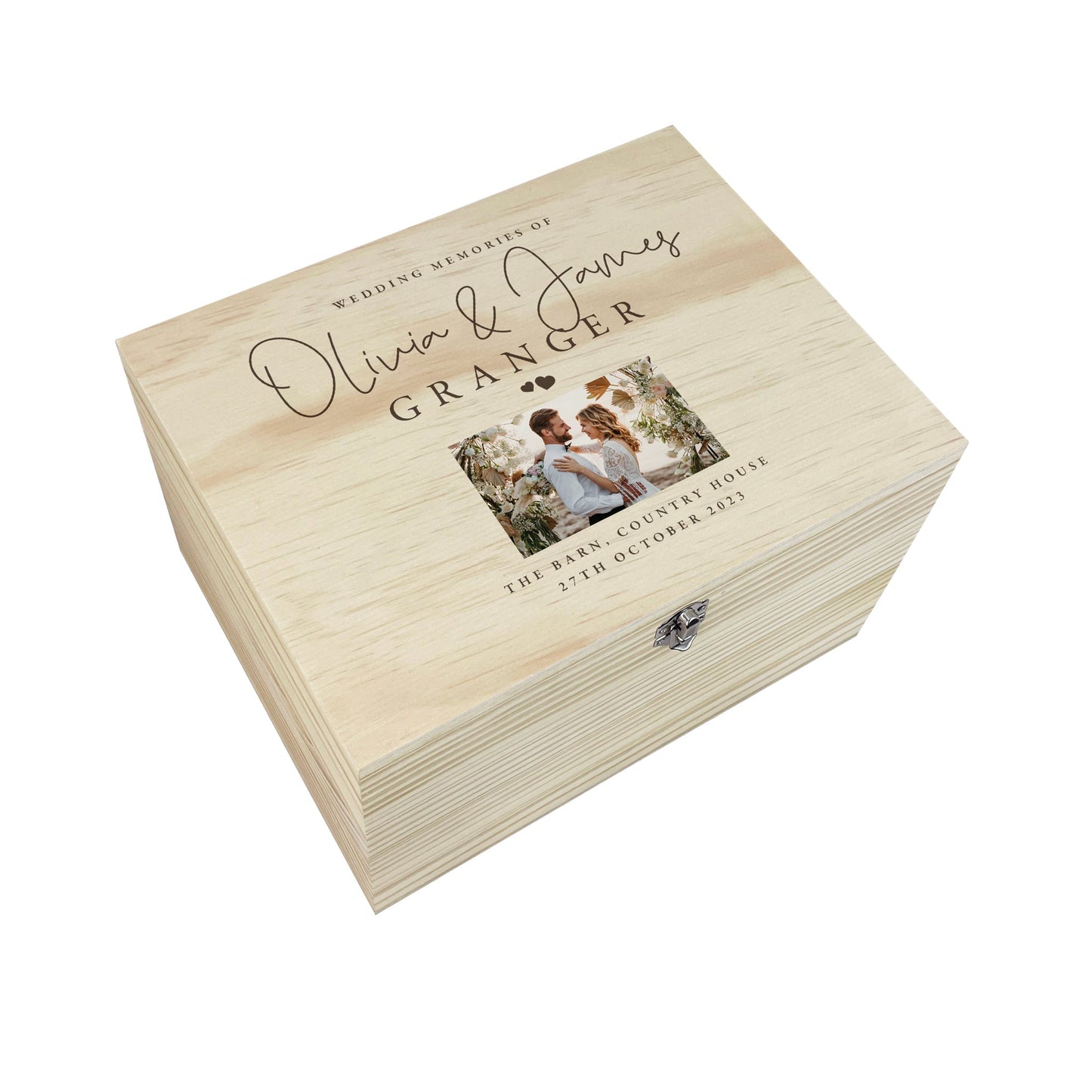 Personalised Wooden Wedding Photo Keepsake Memory Box - 4 Sizes