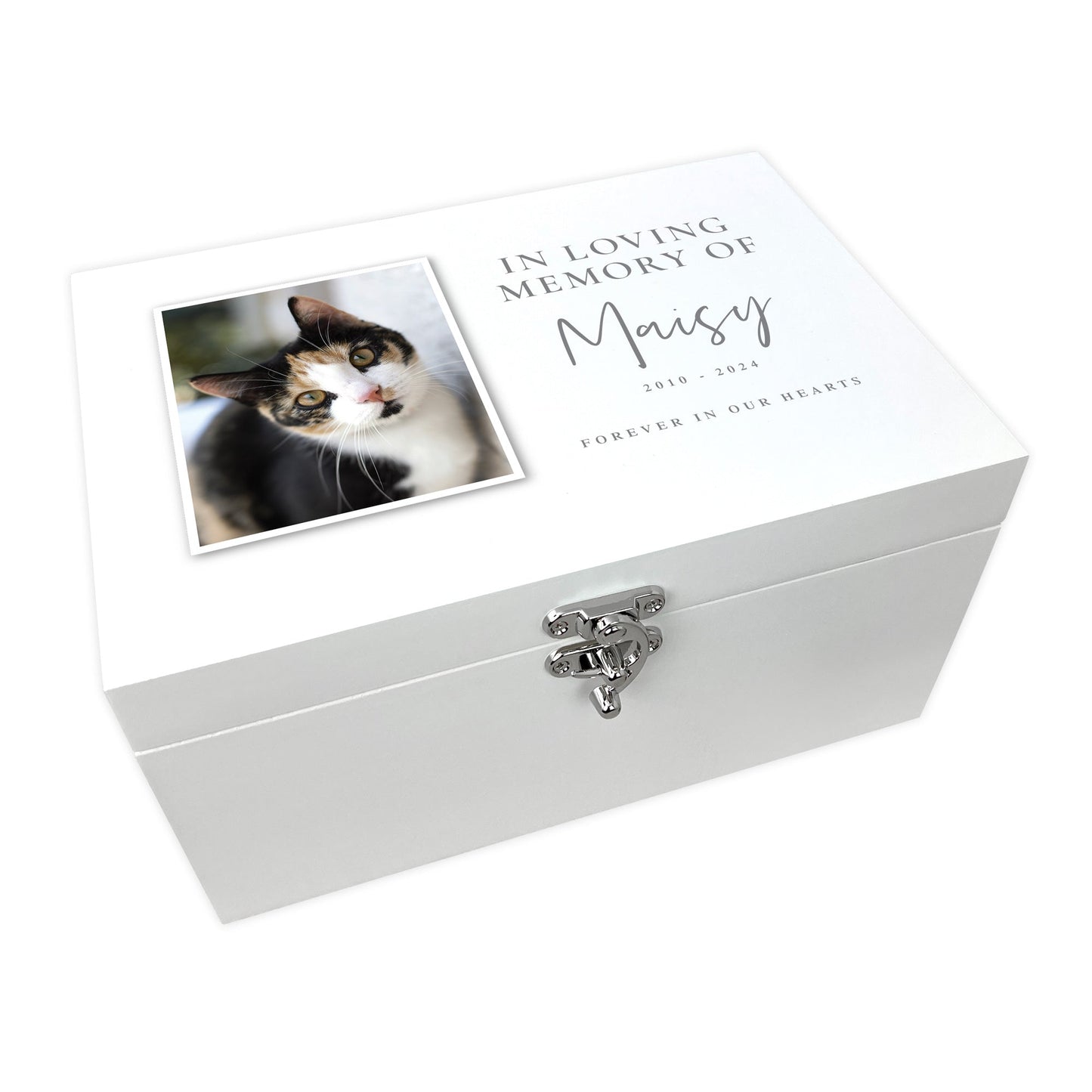 Personalised White Wooden "In Loving Memory Of" Pet Photo Memorial Keepsake Box - 3 Sizes