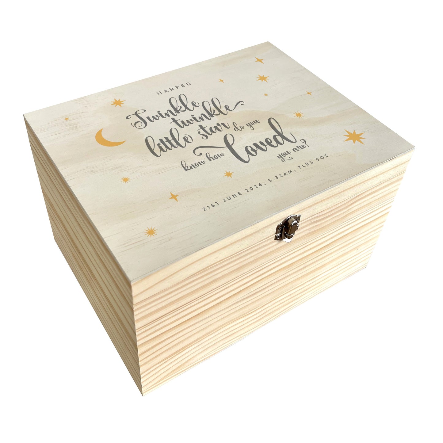 Personalised Twinkle Twinkle New Baby Keepsake Box - 4 Sizes