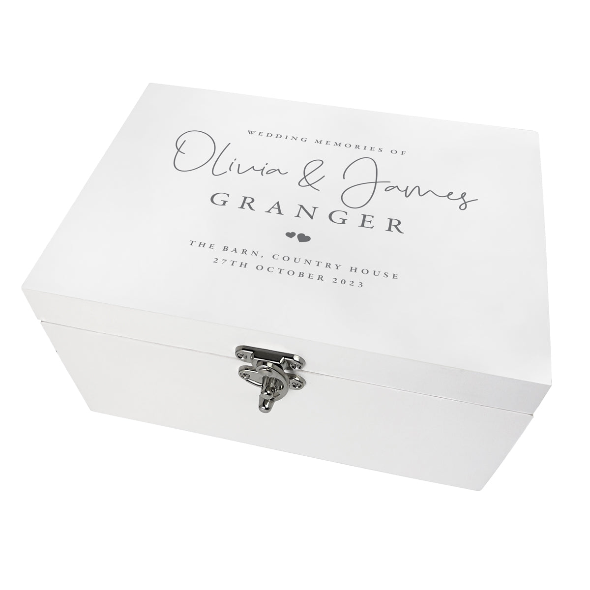 Personalised Luxury White Wooden Wedding Keepsake Memory Box - 3 Sizes