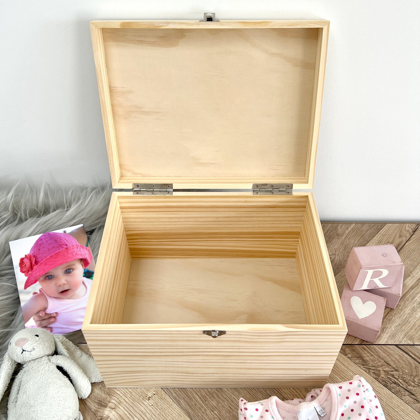 Personalised Pink Garland New Baby Keepsake Box - 4 Sizes