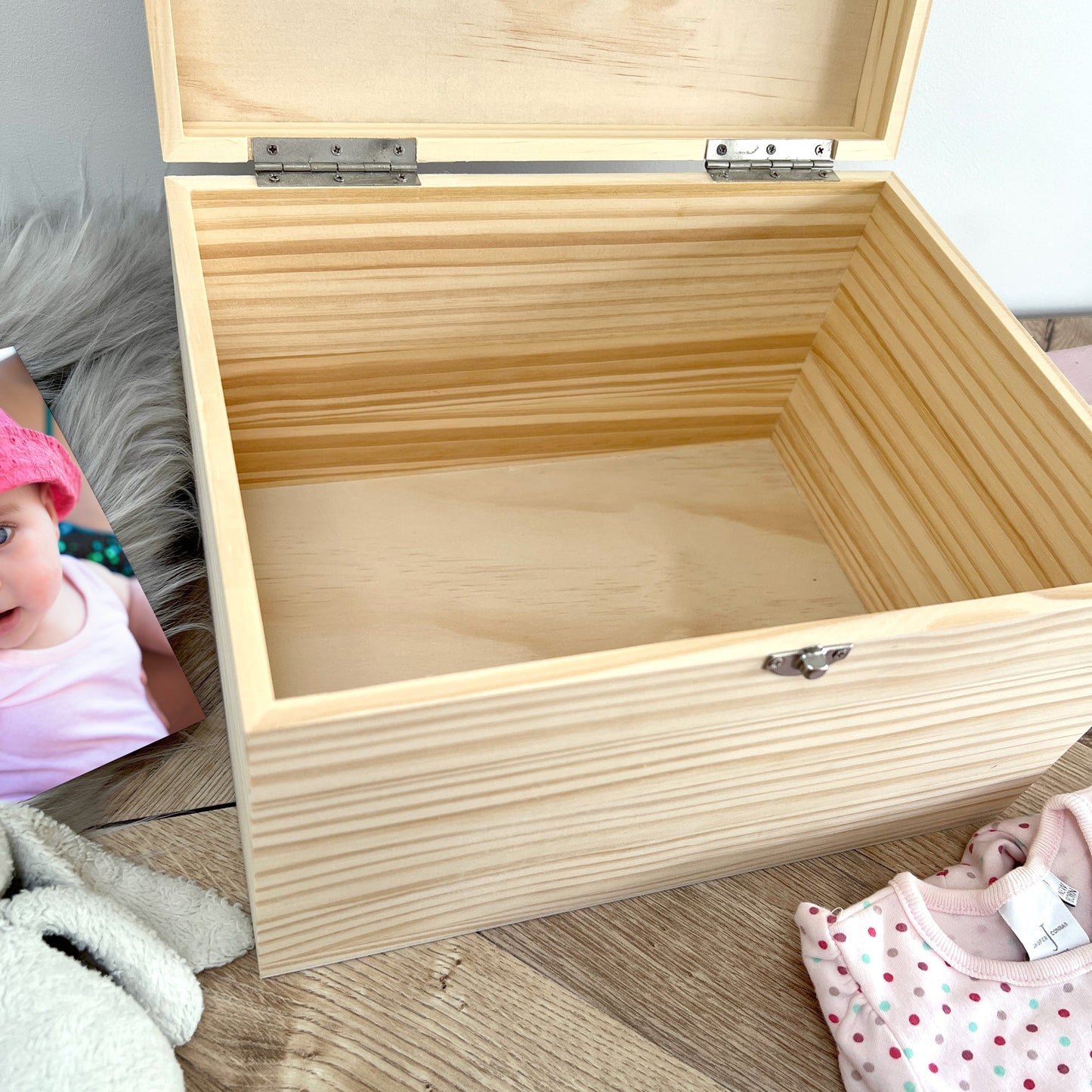 Personalised Pink Garland New Baby Keepsake Box - 4 Sizes