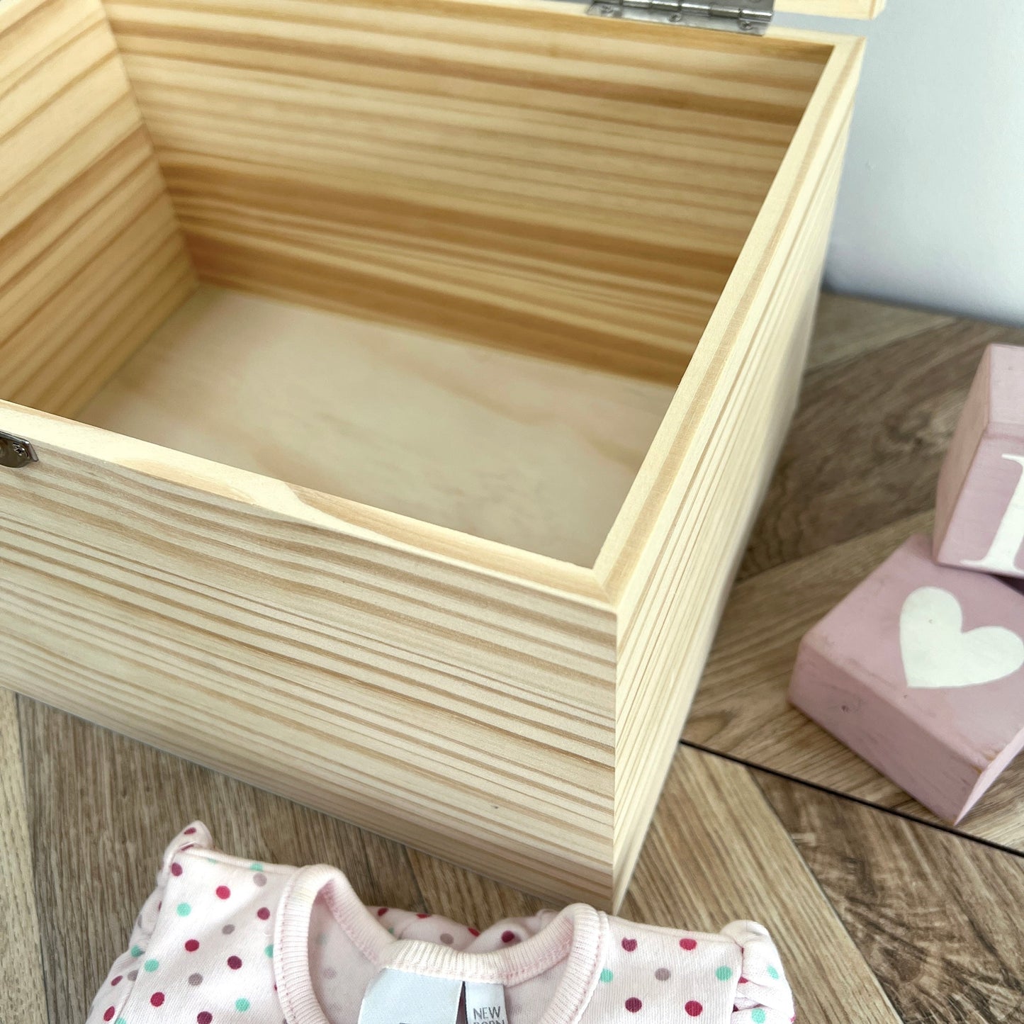 Personalised Pink Garland New Baby Keepsake Box - 4 Sizes