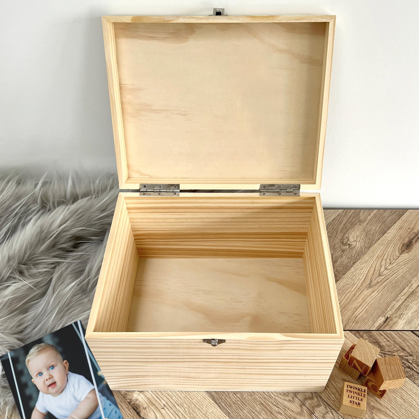 Personalised Initial New Baby Keepsake Box Various Colours - 4 Sizes