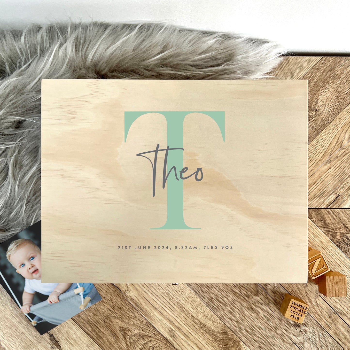 Personalised Initial New Baby Keepsake Box Various Colours - 4 Sizes