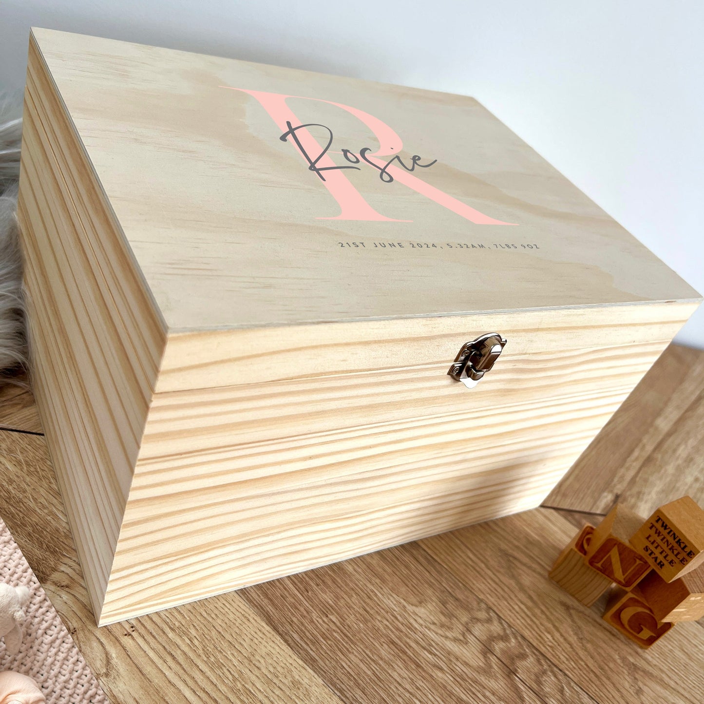 Personalised Initial New Baby Keepsake Box Various Colours - 4 Sizes