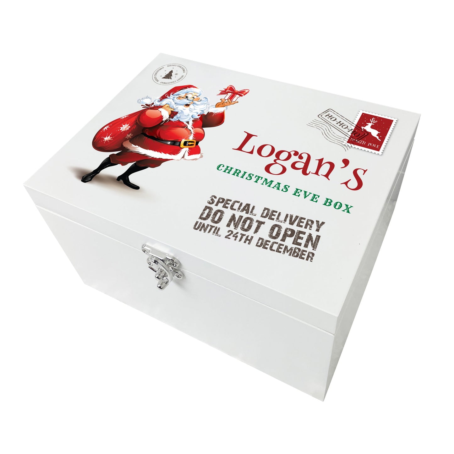 Personalised White Wooden Santa Christmas Eve Box - 3 Sizes