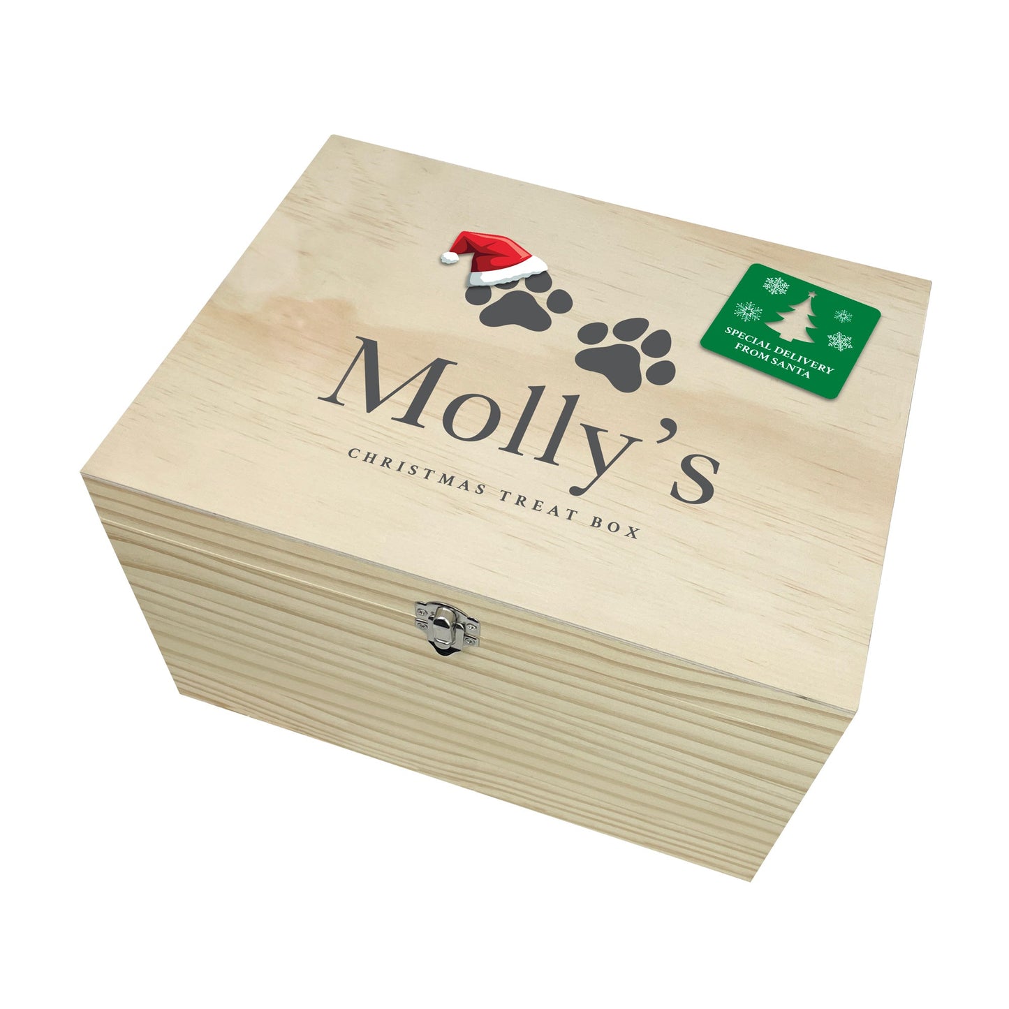 Personalised Santa Hat Paws Pet Christmas Eve Box - 4 Sizes