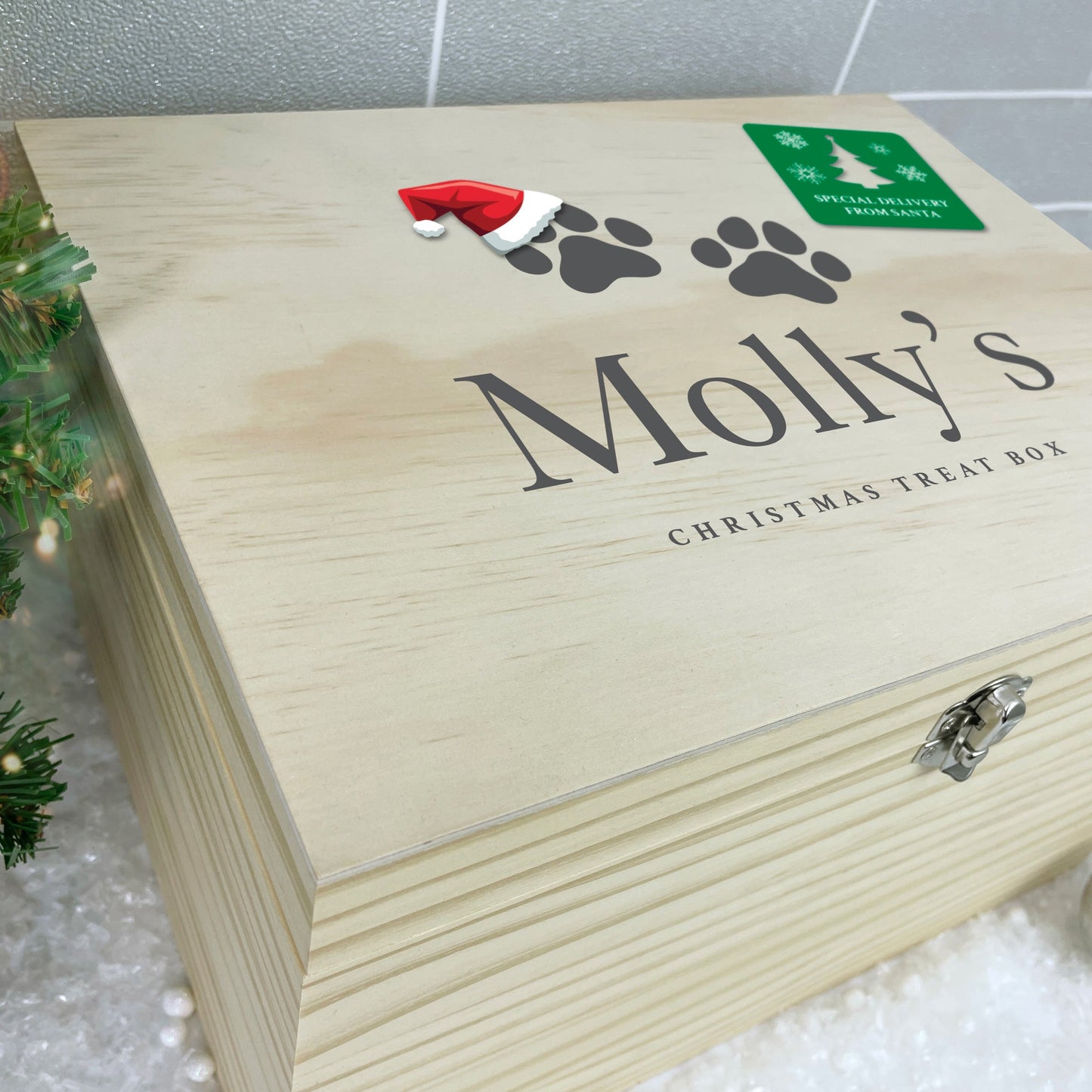 Personalised Santa Hat Paws Pet Christmas Eve Box - 4 Sizes
