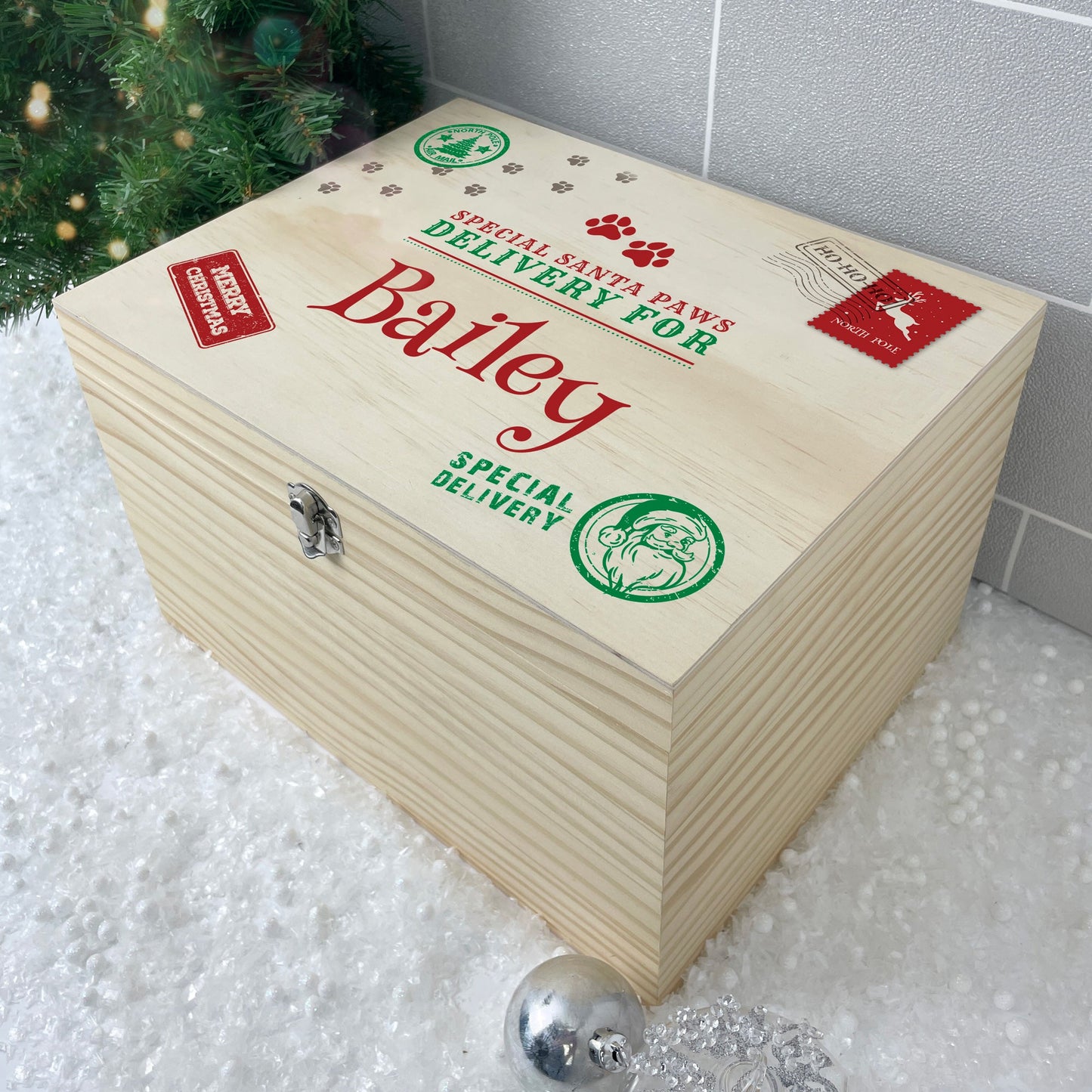 Personalised North Pole Stamp Pet Christmas Eve Box - 4 Sizes