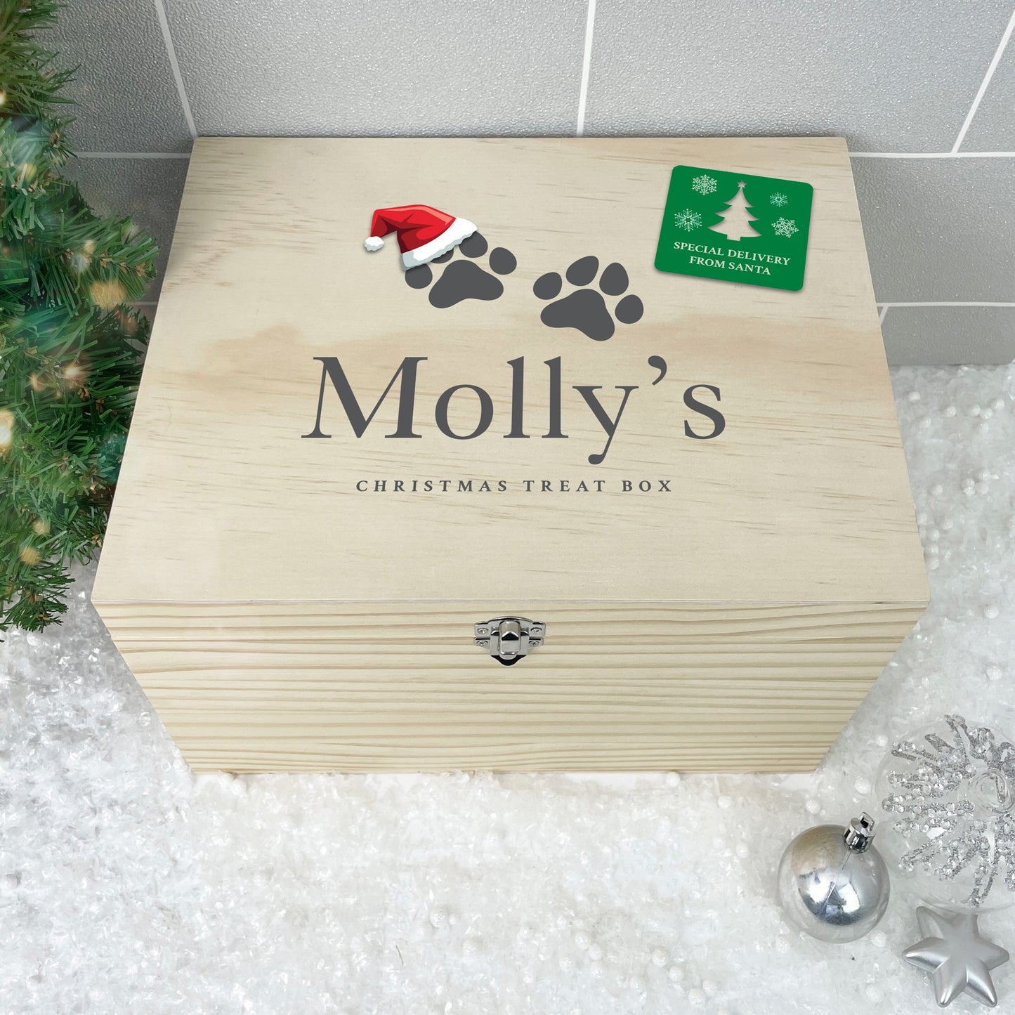 Personalised Santa Hat Paws Pet Christmas Eve Box - 4 Sizes