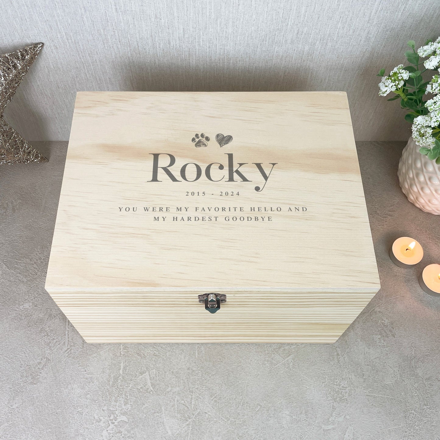 Personalised Sketch Pet Memorial Keepsake Box - 4 Sizes