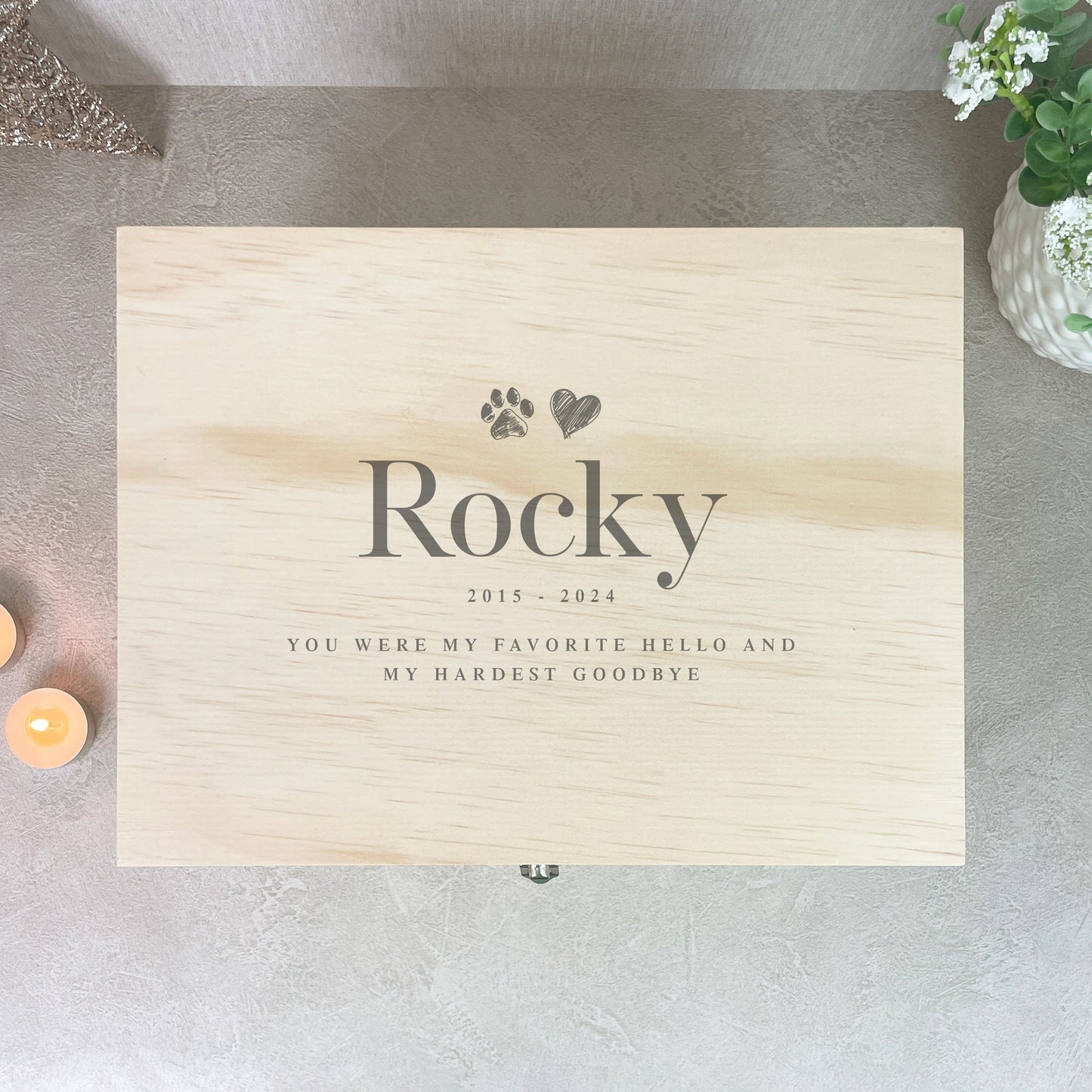 Personalised Sketch Pet Memorial Keepsake Box - 4 Sizes