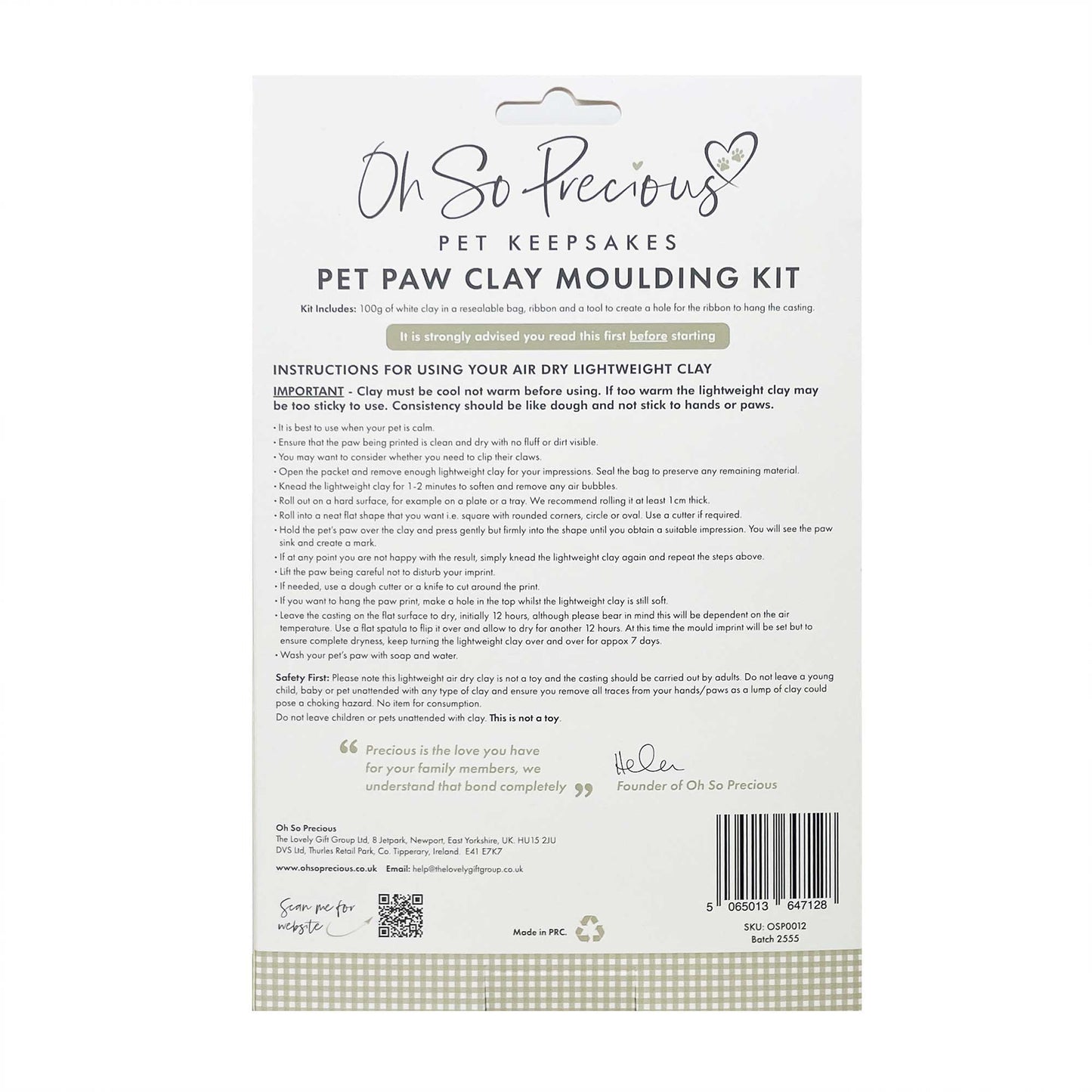 Clay Pet Paw Print Impression Moulding Kit