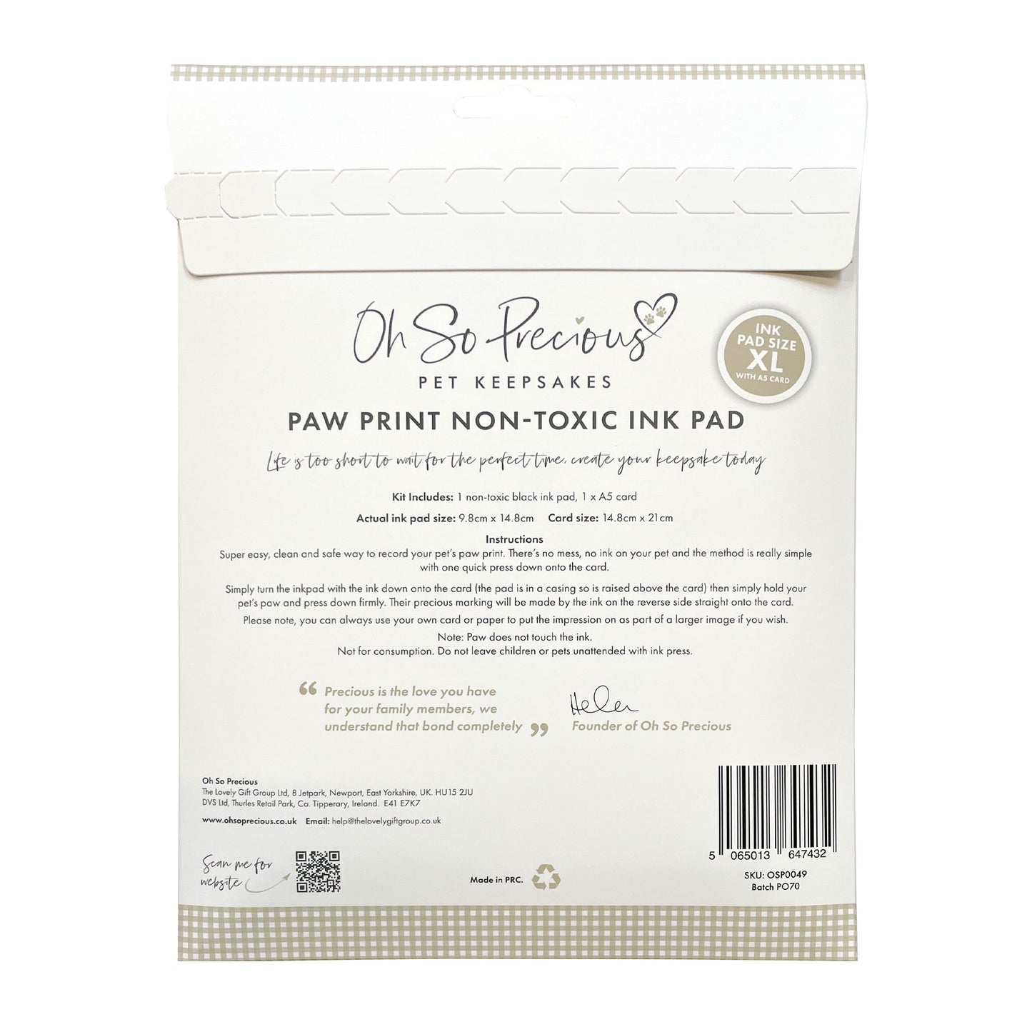 Pet Safe Non-toxic Paw Print Ink Pad Kit for Larger Paws