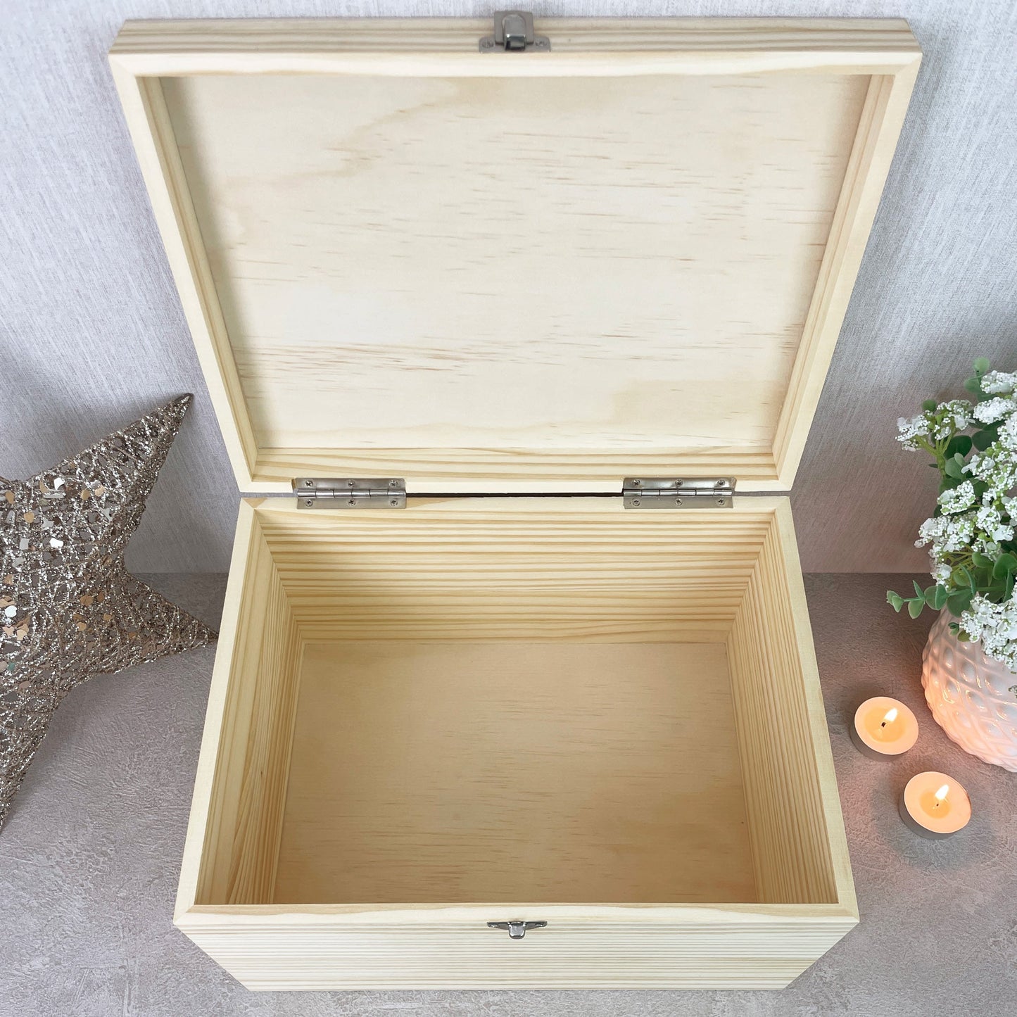 Personalised Pine Wooden One Photo Keepsake Memory Box - 4 Sizes