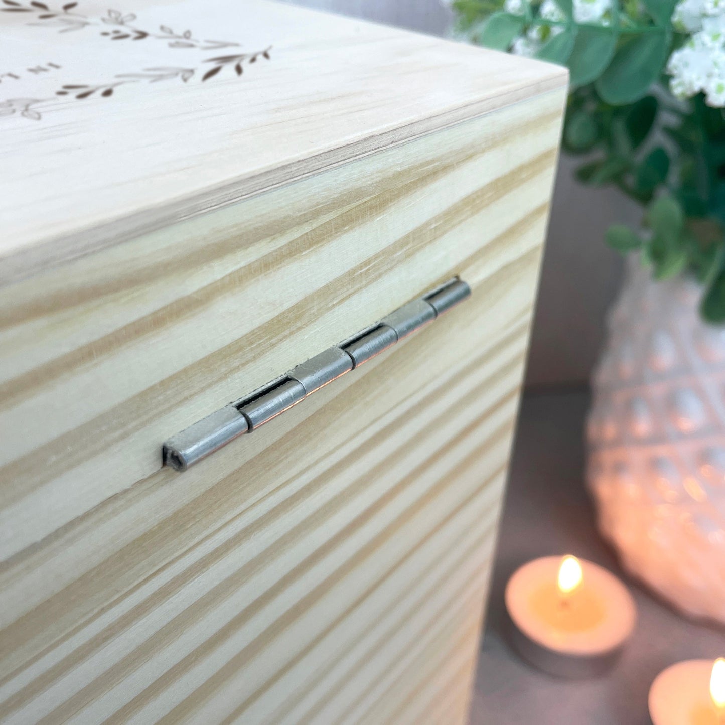 Personalised Pine Wooden One Photo Keepsake Memory Box - 4 Sizes