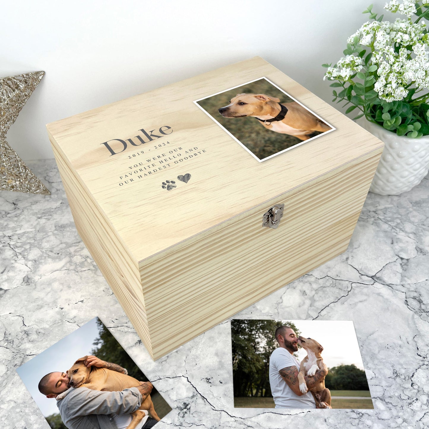 Personalised Sketch Photo Pet Memorial Keepsake Box - 4 Sizes