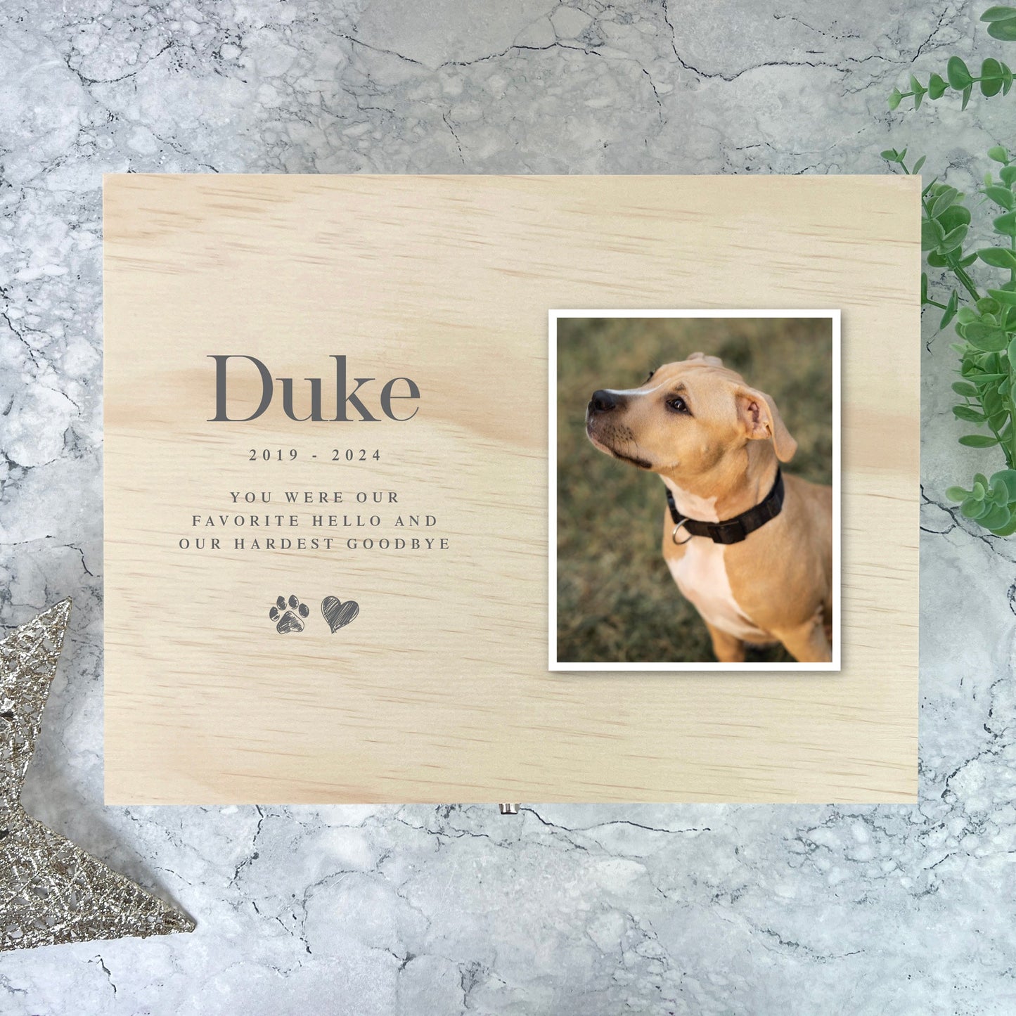 Personalised Sketch Photo Pet Memorial Keepsake Box - 4 Sizes