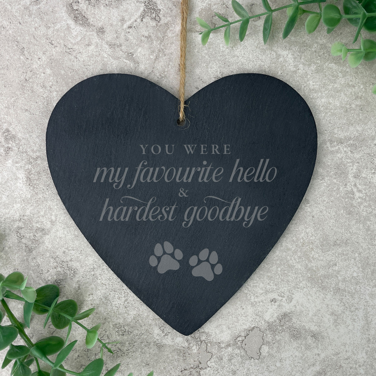 Hardest Goodbye Slate Hanging Heart - Carton of 10
