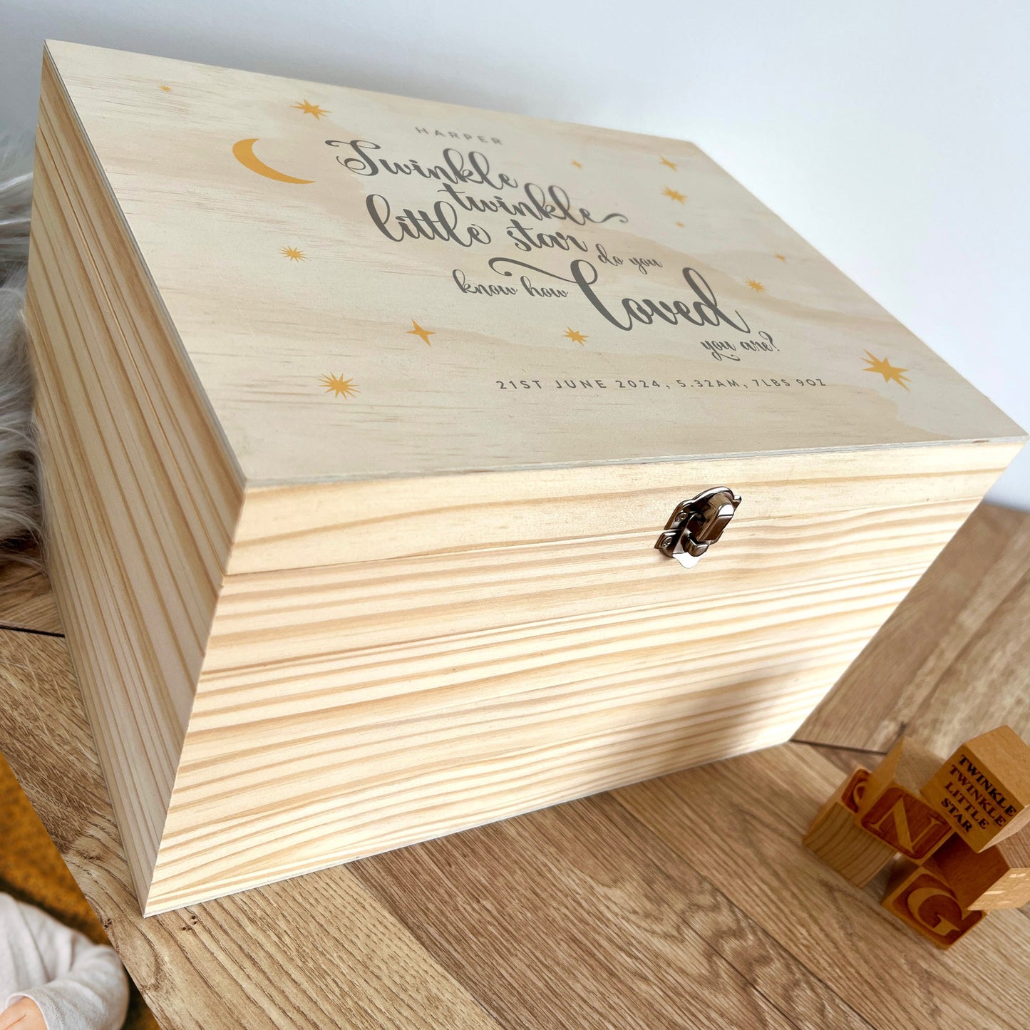 Personalised Twinkle Twinkle New Baby Keepsake Box - 4 Sizes