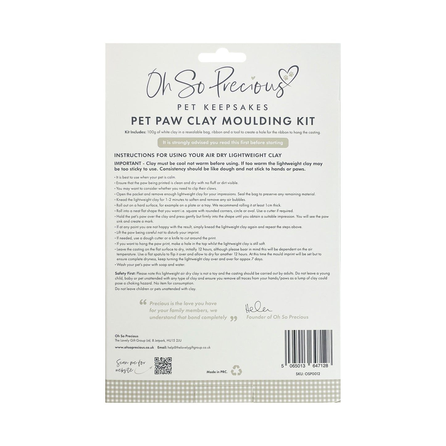 Clay Pet Paw Print Impression Moulding Kit