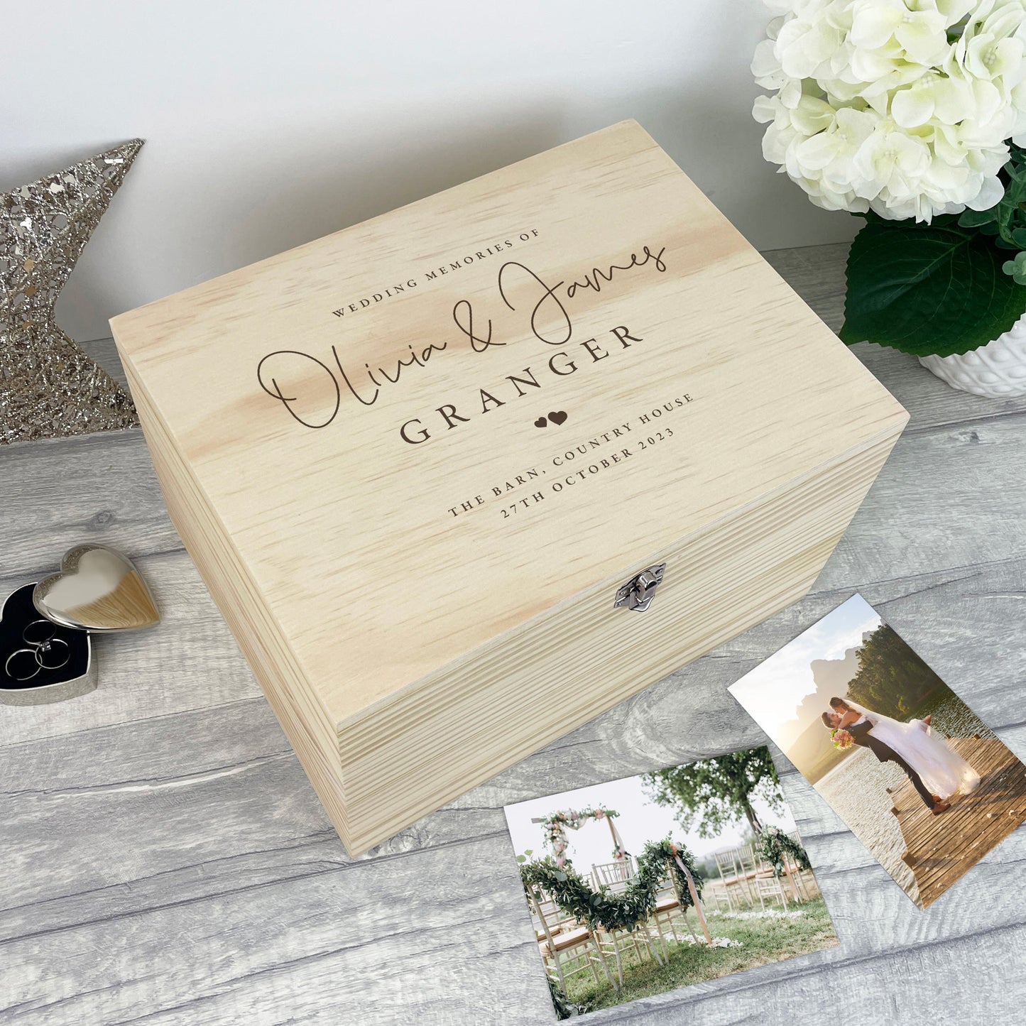Personalised Wooden Wedding Keepsake Memory Box - 4 Sizes