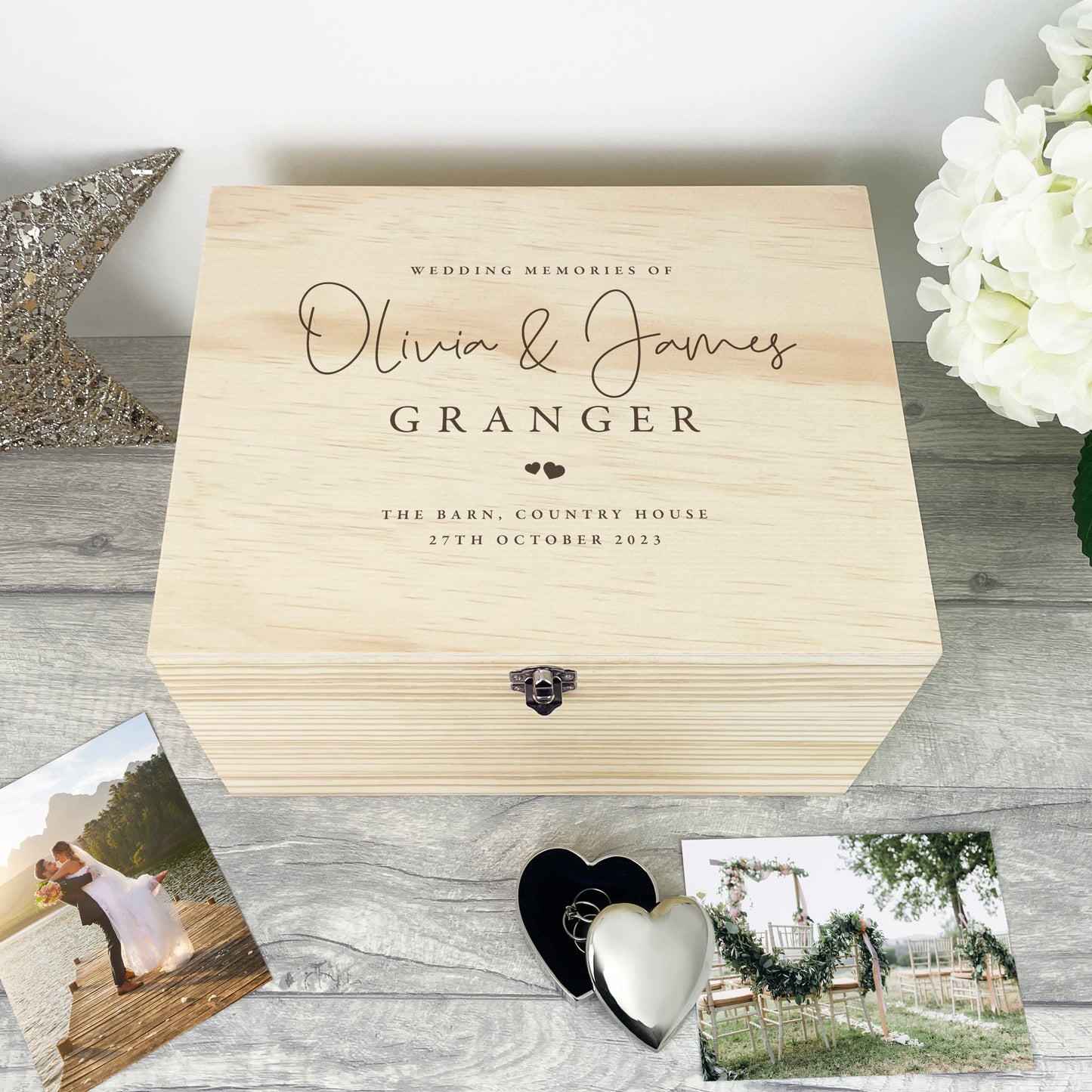 Personalised Wooden Wedding Keepsake Memory Box - 4 Sizes