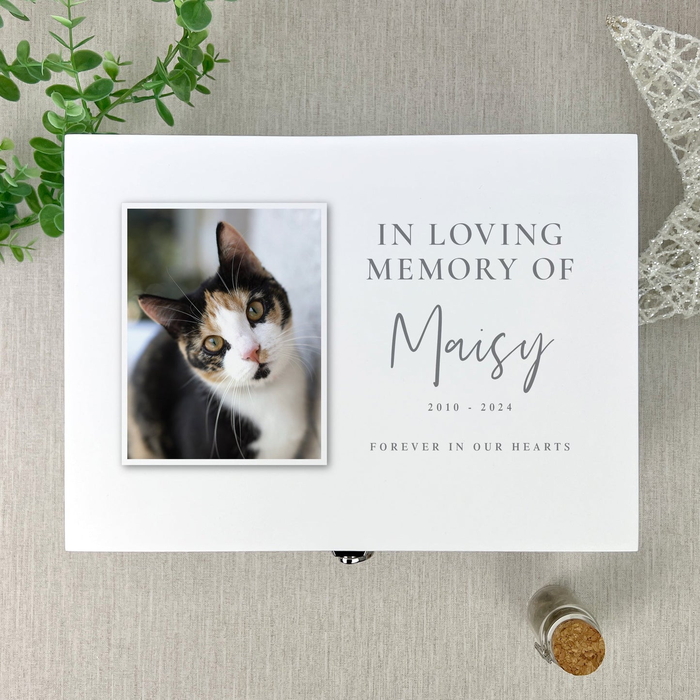 Personalised White Wooden "In Loving Memory Of" Pet Photo Memorial Keepsake Box - 3 Sizes