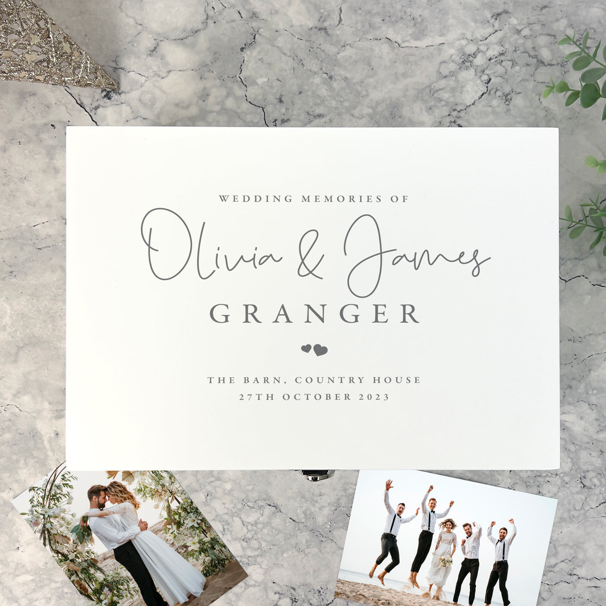 Personalised Luxury White Wooden Wedding Keepsake Memory Box - 3 Sizes