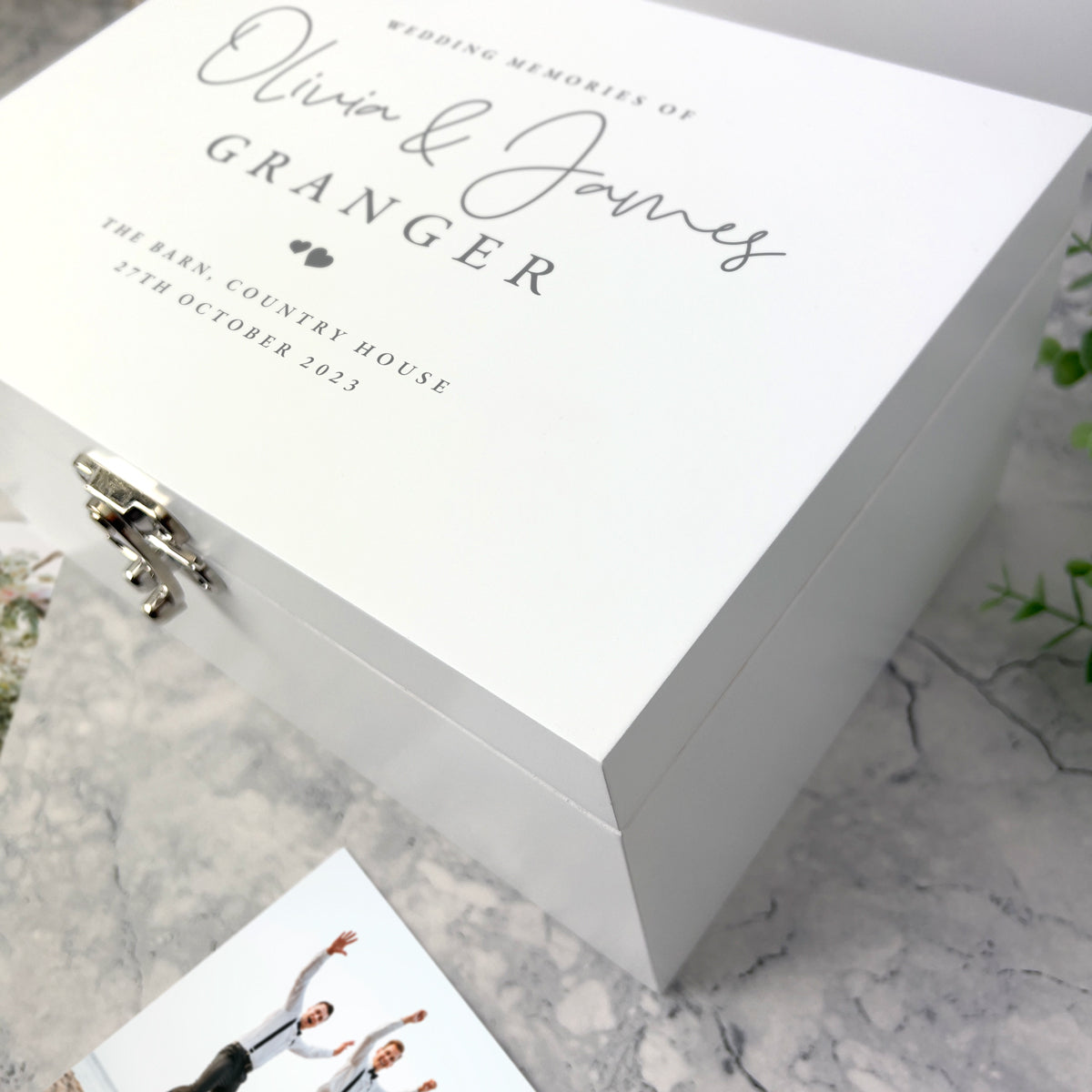 Personalised Luxury White Wooden Wedding Keepsake Memory Box - 3 Sizes