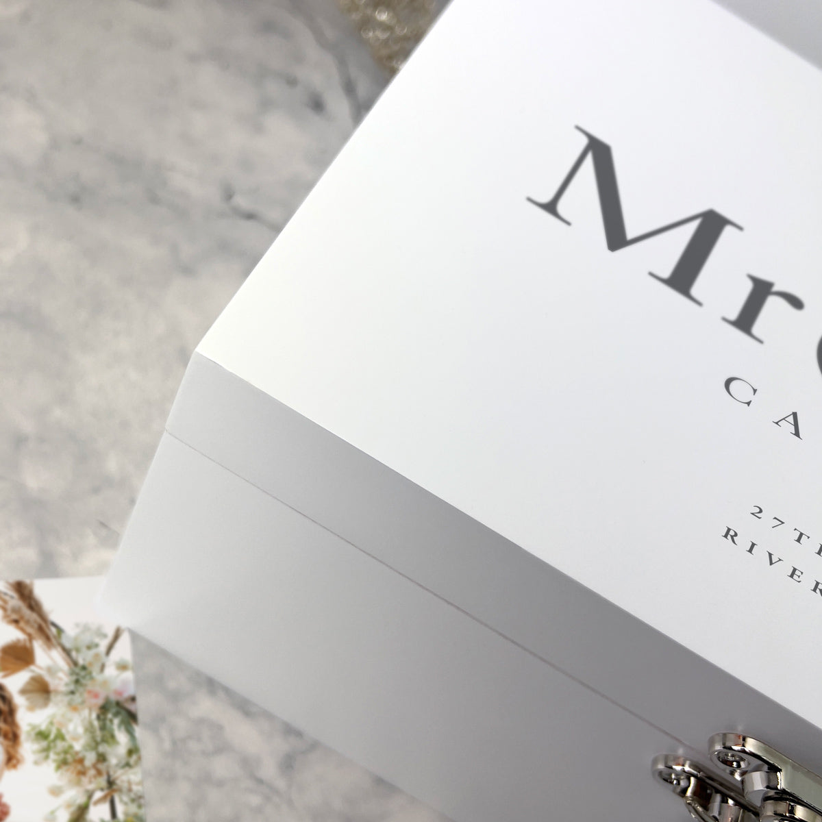Personalised White Wooden Boho Wedding Keepsake Memory Box - 3 Sizes