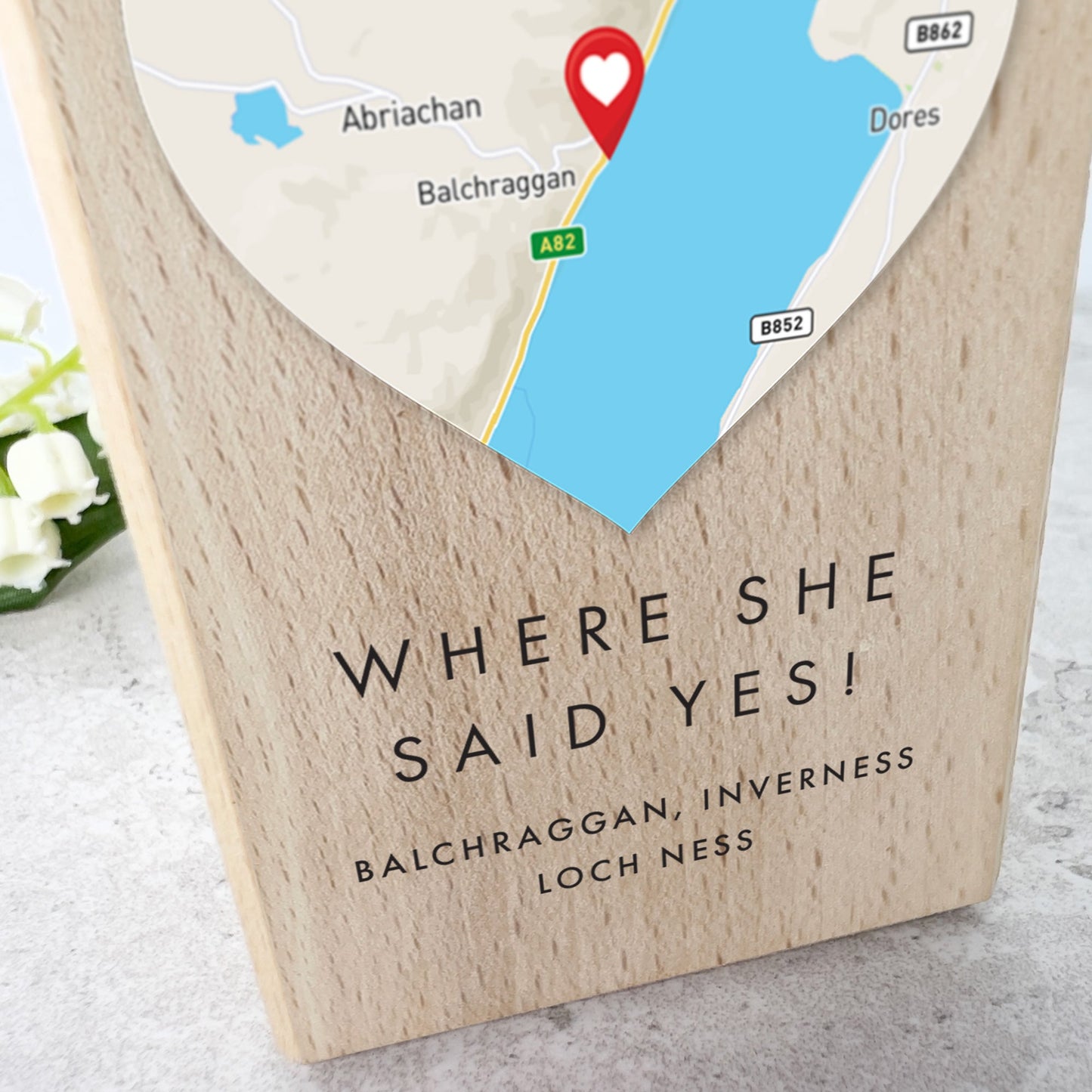 Personalised Heart Map Location Wooden Tea Light Holder