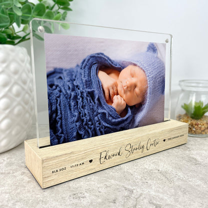 Personalised Baby Wooden Base 6x4" Photo Frame