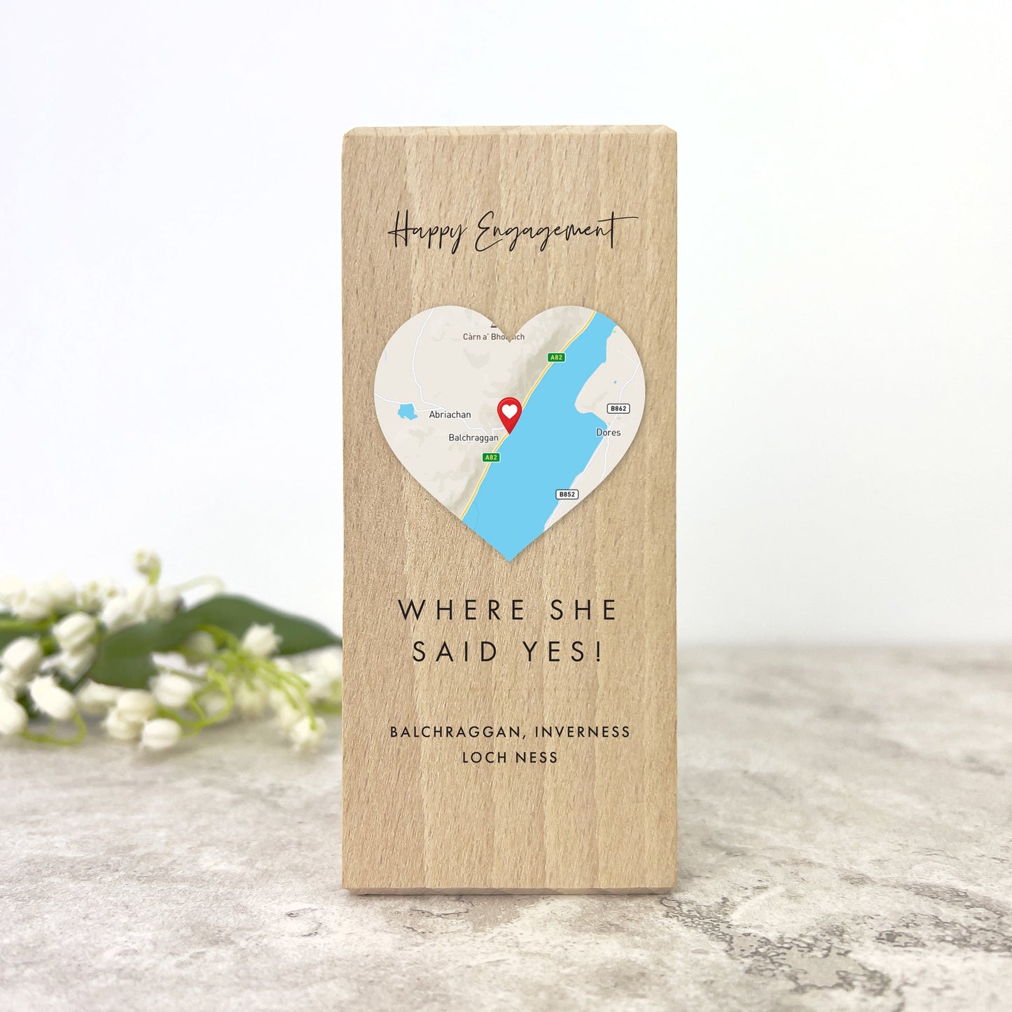 Personalised Heart Map Location Wooden Tea Light Holder