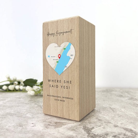 Personalised Heart Map Location Wooden Tea Light Holder