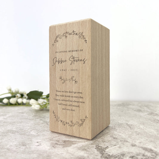 Personalised Solid Wooden Wreath Memorial Tea Light Holder