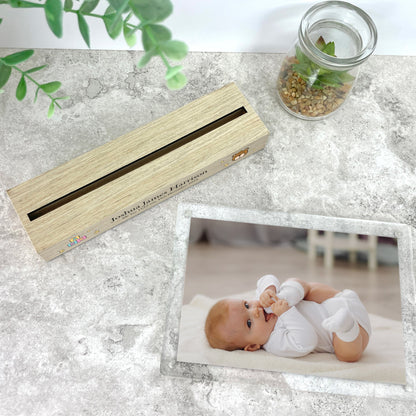 Personalised New Baby Toys Wooden Base 6x4" Photo Frame