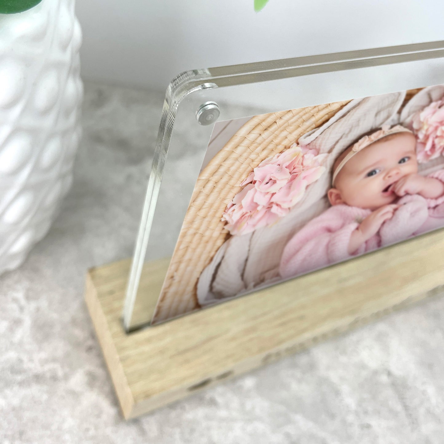 Personalised Baby Stars Wooden Base 6x4" Photo Frame