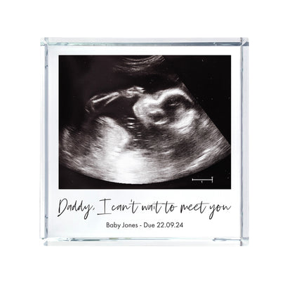 Personalised Can't Wait To Meet You Baby Scan Photo Crystal Token