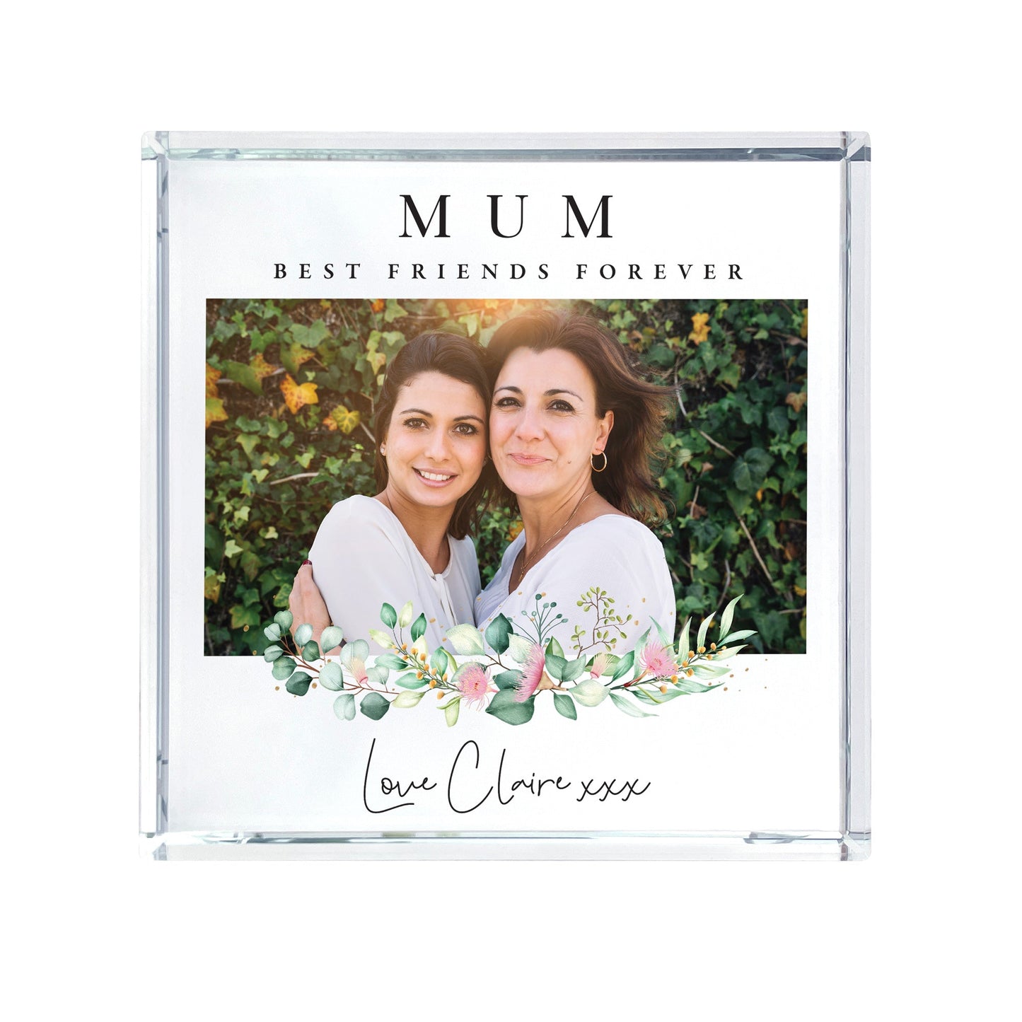 Personalised Floral Any Message & Photo Crystal Token