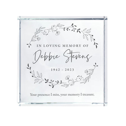 Personalised Wreath Memorial Crystal Token