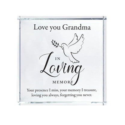 Personalised In Loving Memory Dove Crystal Token