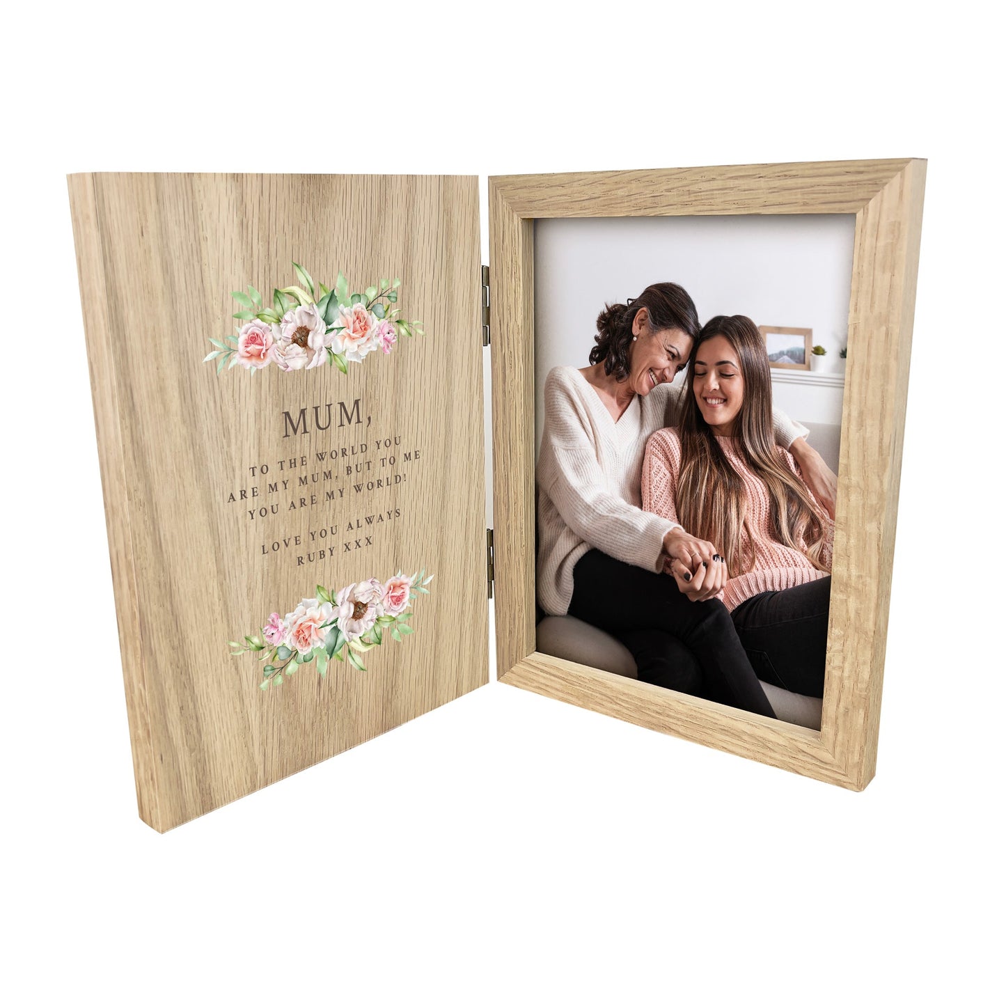 Any Message Pink Floral Book Photo Frame