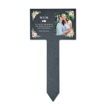 Personalised Any Message Pink Floral Plant / Garden Marker