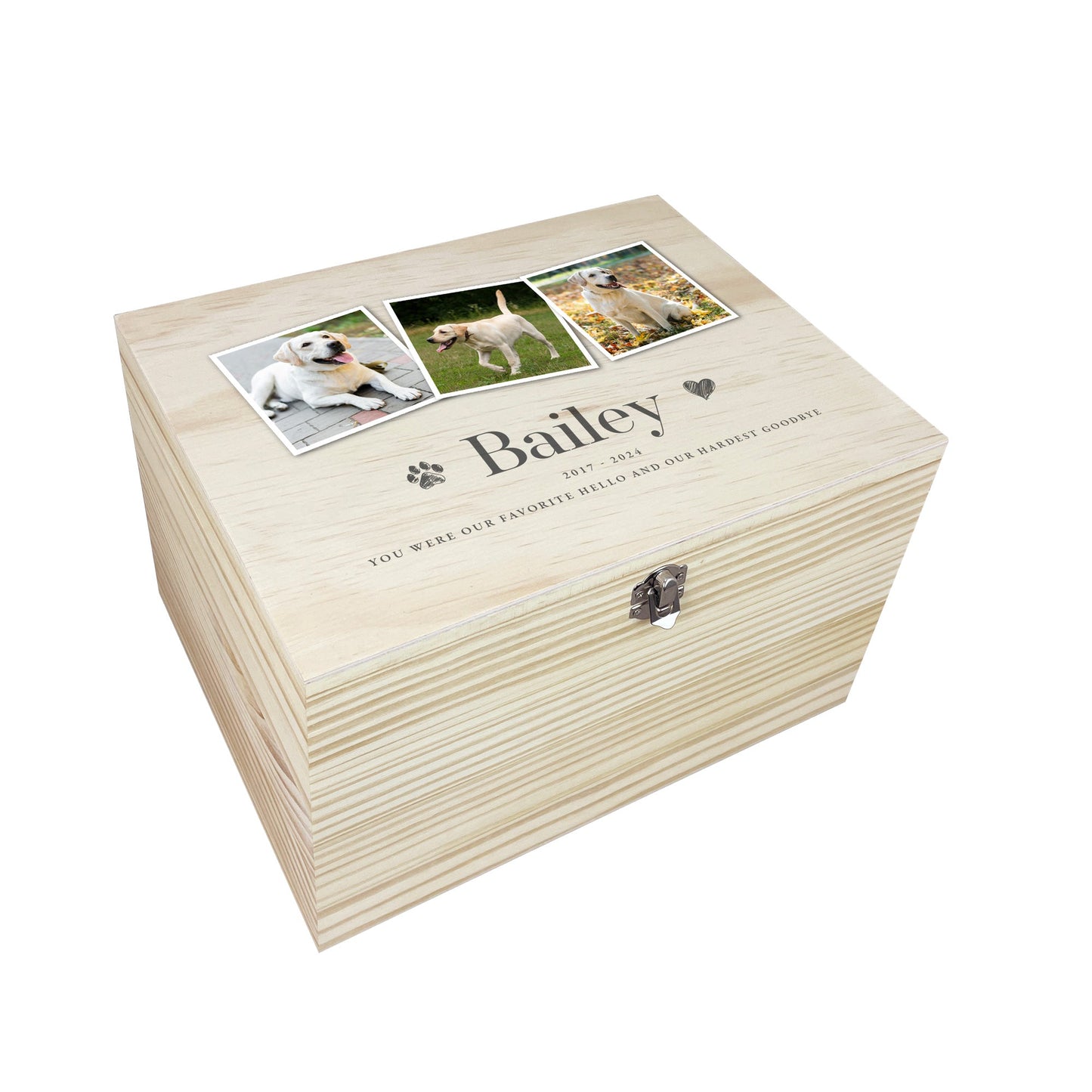 Personalised Three Photo Pet Memorial Keepsake Box - 5 Sizes