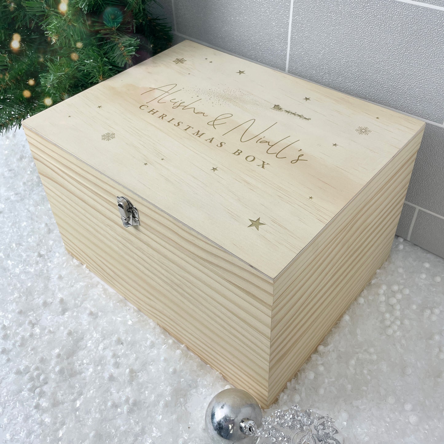 Personalised Engraved Couples Christmas Eve Box - 4 Sizes